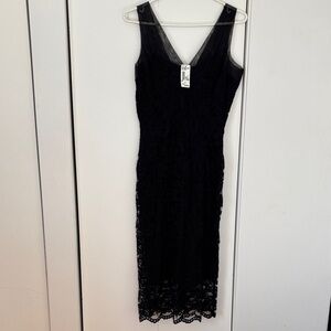 NWT RIO Size 8 Chic Black Lace Midi Dress